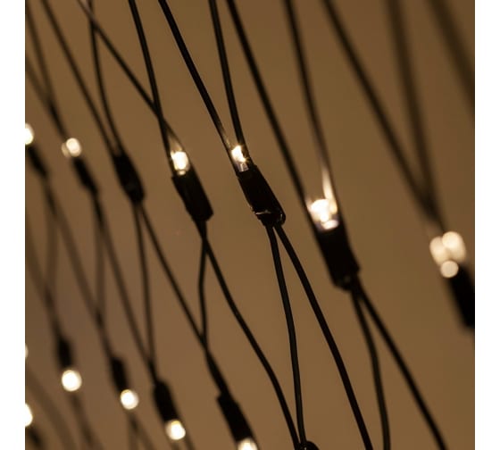 Гирлянда светодиодная "Сеть" 1.5х2м 150LED тепл. бел. IP65 220В бел. мерцание провод черн. каучук Эра Б0051895